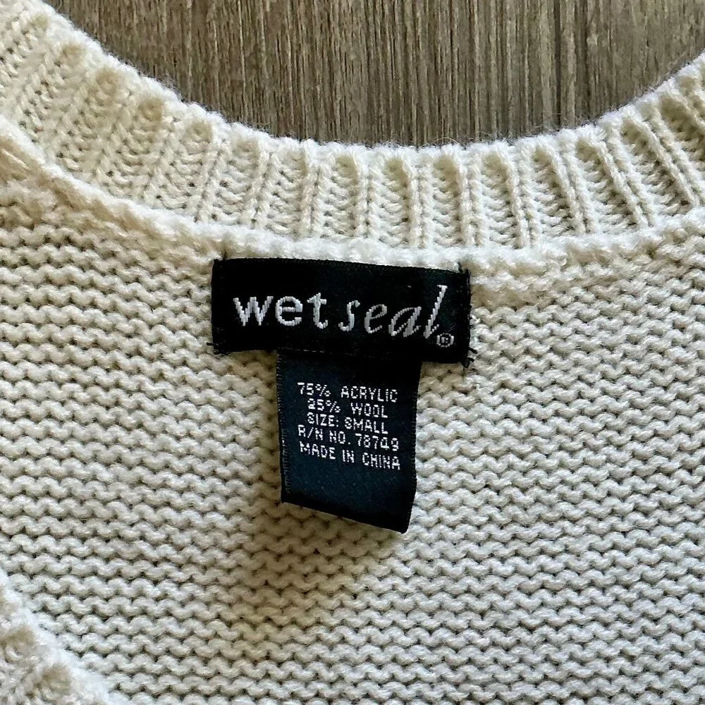 Vintage Y2K Wet Seal Sleeveless Cable Knit Mini Dress + Ribbon Bow Detail - Picture 11 of 11